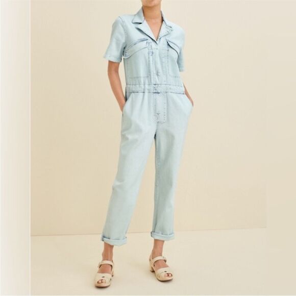 NWT Faherty Size Medium Blythe Jumpsuit Light Indigo Wash Style WBS2213 - Picture 4 of 15